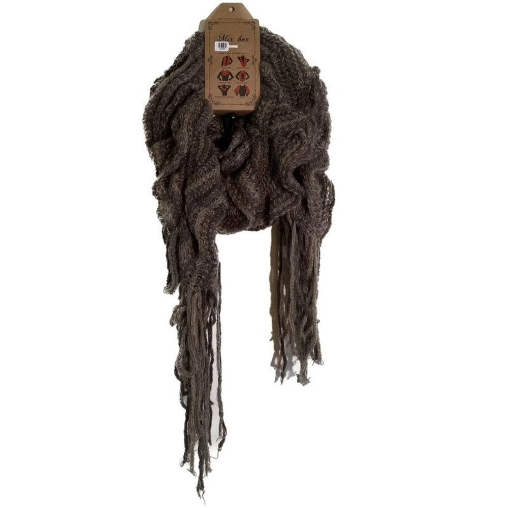 NWT Purple Grey Fringe Scarf - Picture 2 of 6